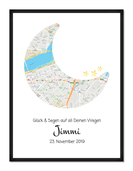 Personalisiertes Geburtsgeschenk & Taufgeschenk Mond Koordinaten Poster | Geschenk zur Geburt & Taufe für Mädchen & Jungen