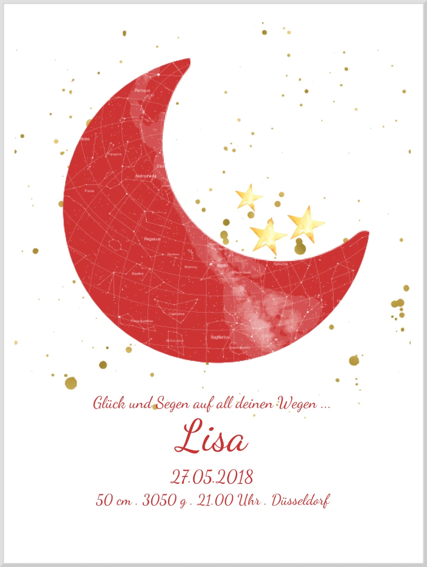 Geburtsgeschenk & Taufgeschenk Geburtsanzeige |  Sternenhimmel Poster Sternkarte Design | Babygeschenk zur Geburt, zur Taufe | Mädchen