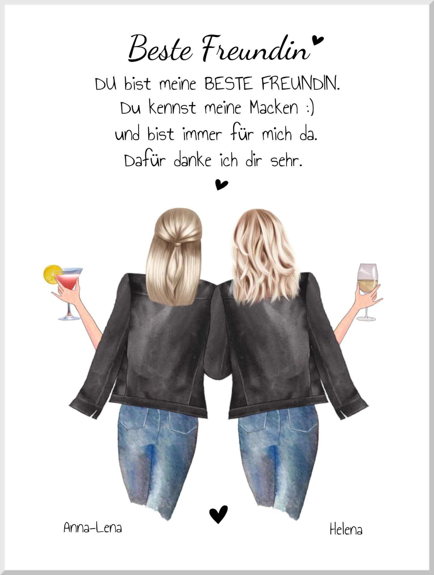 Geschenk Beste Freundin Bild Geburtstagsgeschenk personalisiert Leinwanddruck Leinwandbild