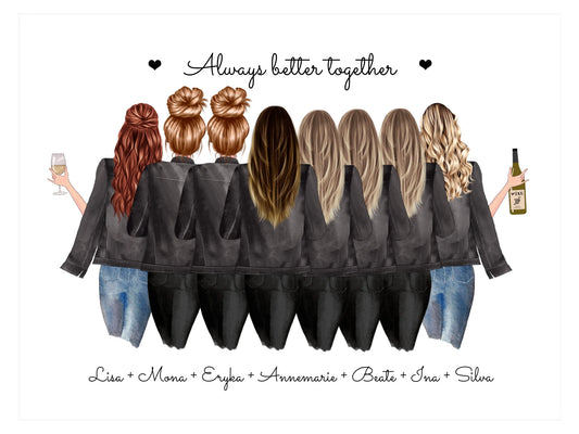 8 Freundinnen Bild individuell mit Namen Spruch personalisieren - Geburtstagsgeschenk Poster