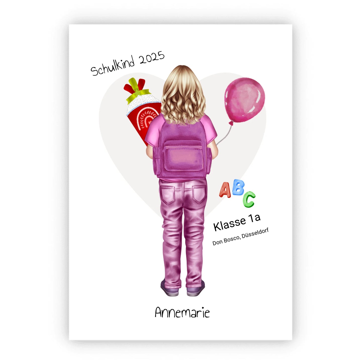 Erster Schultag 2025 - personalisiertes Poster Geschenk Mädchen zur Einschulung Poster Poster