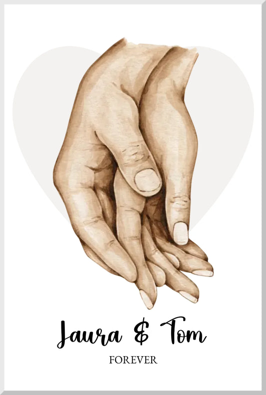 Personalisiertes Geschenk zur Hochzeit mit Hände Motiv - Poster für Verliebte, Verlobte, Verheiratete Leinwanddruck Leinwandbild