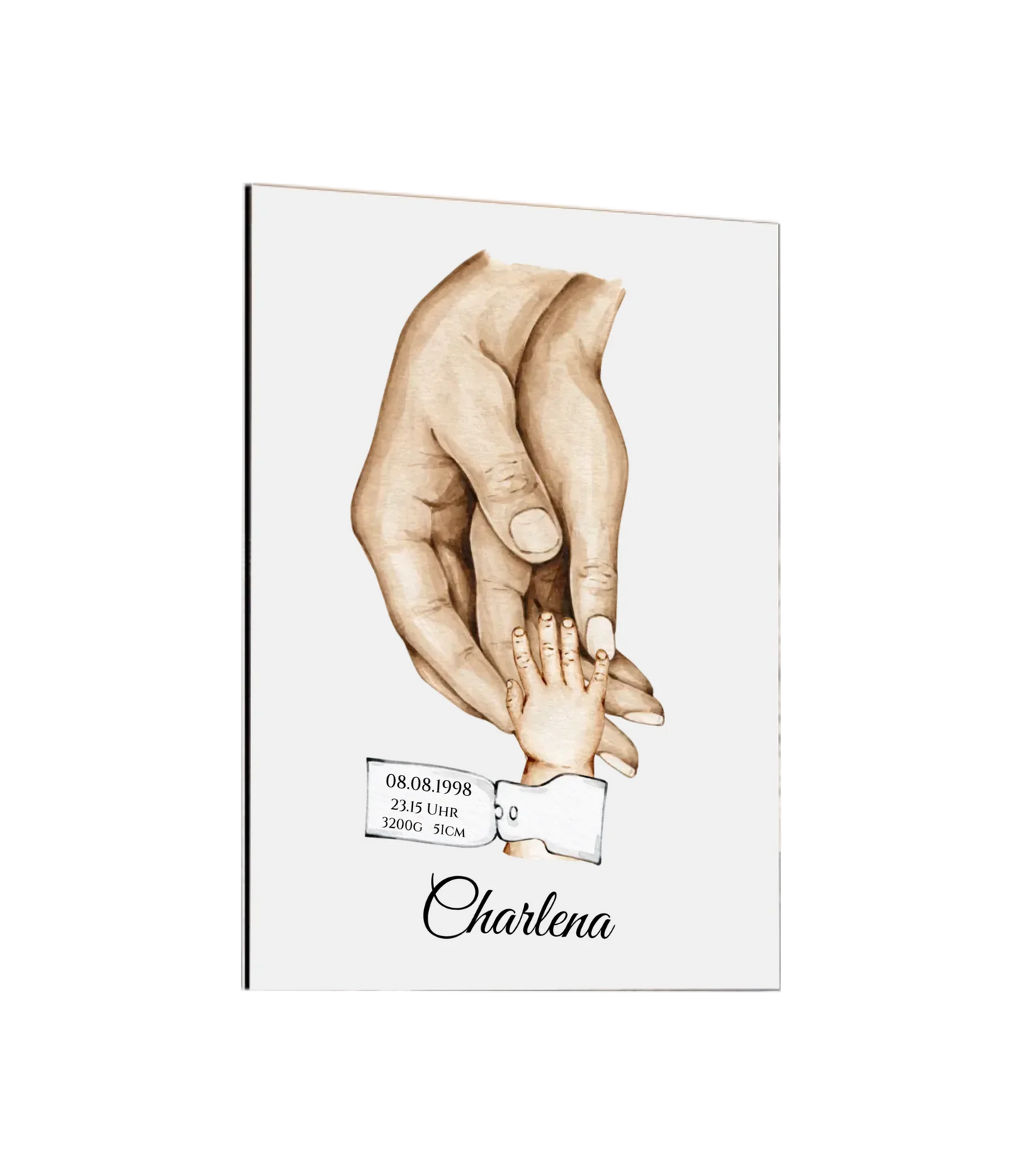 Personalisiertes Familiengeschenk als Familienposter | Geschenk Geburt mit Hände Motiv | Namen 3 Personen