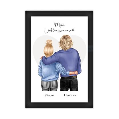 Personalisiertes Geschenk Freundin, Geschenk Freund, Geburtstagsgeschenk, Weihnachtsgeschenk Gerahmtes Poster schwarz Holzflair Schwarz