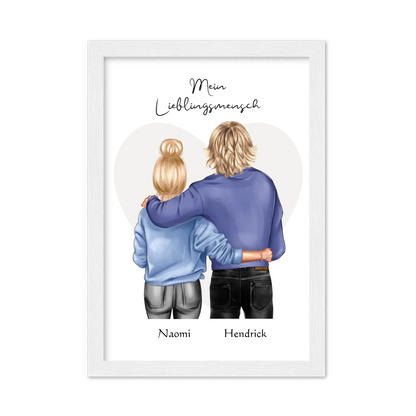 Personalisiertes Geschenk Freundin, Geschenk Freund, Geburtstagsgeschenk, Weihnachtsgeschenk Gerahmtes Poster weiß Holzflair Weiß