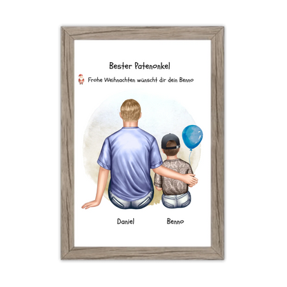 Geschenk Patenonkel mit Patenkind Junge / Mächen Poster, Leinwandbild - Weihnachtsgeschenk Geburtstagsgeschenk Gerahmtes Poster Eichenflair Eichenflair
