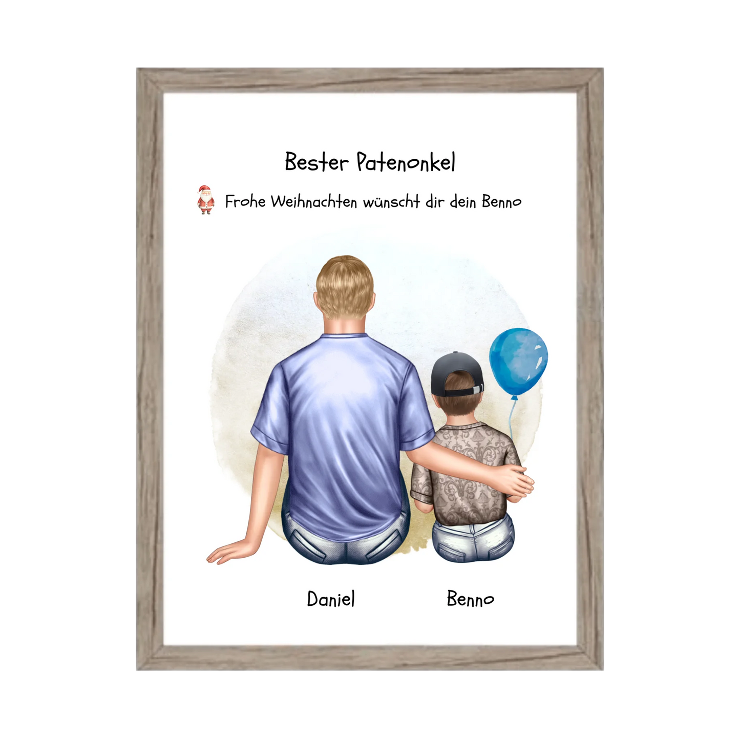 Geschenk Patenonkel mit Patenkind Junge / Mächen Poster, Leinwandbild - Weihnachtsgeschenk Geburtstagsgeschenk Gerahmtes Poster Eichenflair Eichenflair