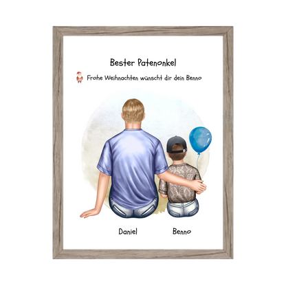 Geschenk Patenonkel mit Patenkind Junge / Mächen Poster, Leinwandbild - Weihnachtsgeschenk Geburtstagsgeschenk Gerahmtes Poster Eichenflair Eichenflair