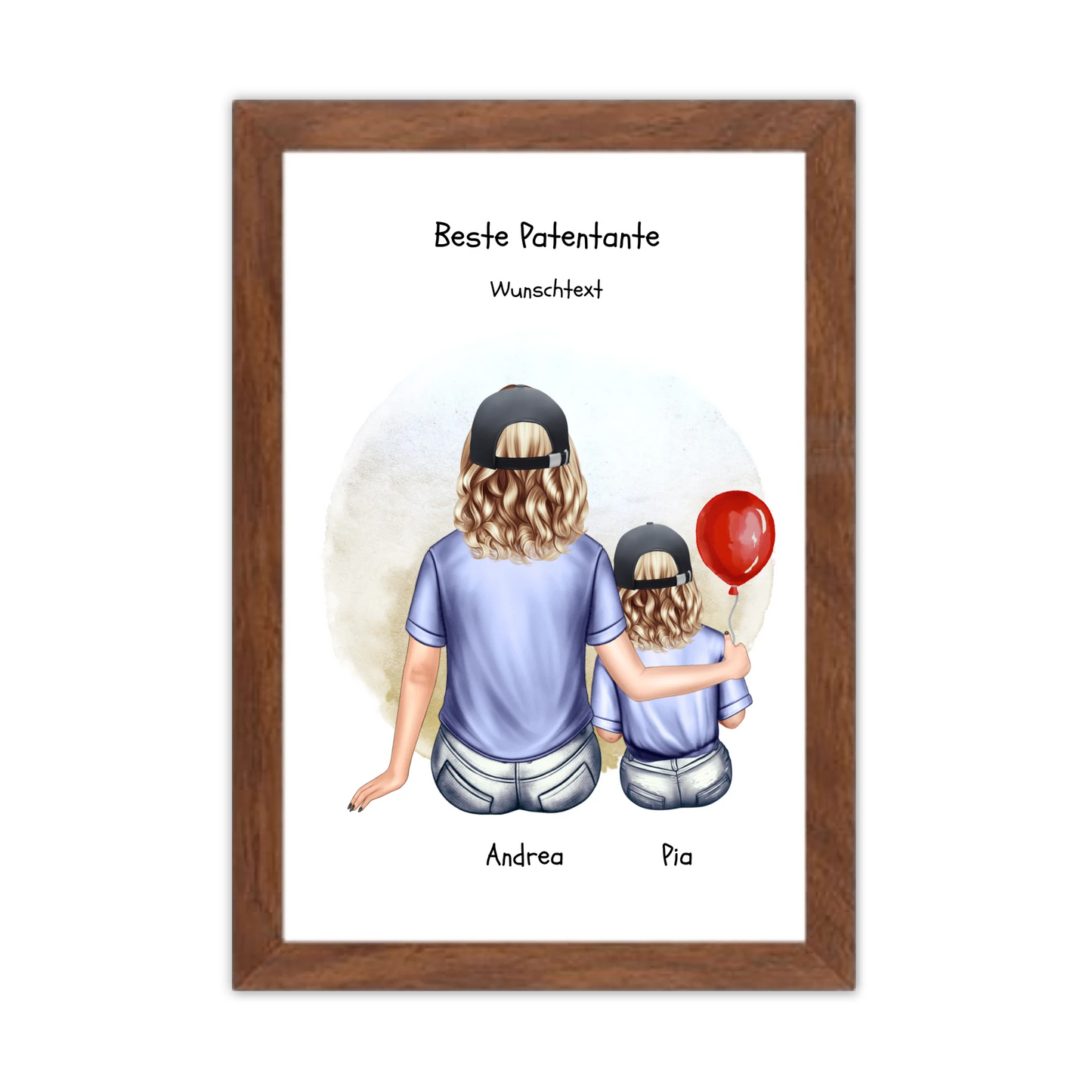 Geschenk Patentante mit Patenkind Mädchen Poster, Leinwandbild - Weihnachtsgeschenk Geburtstagsgeschenk