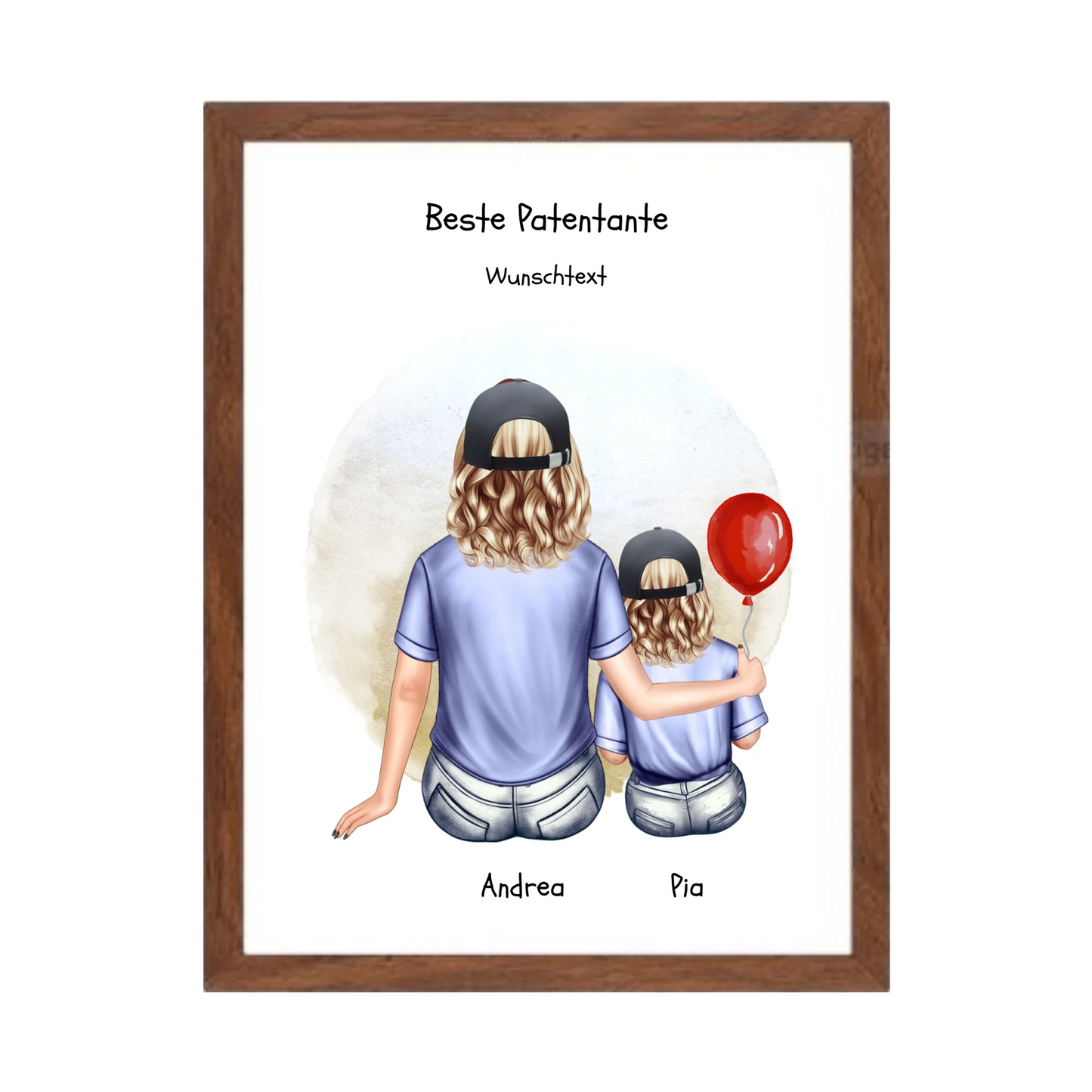 Geschenk Patentante mit Patenkind Mädchen Poster, Leinwandbild - Weihnachtsgeschenk Geburtstagsgeschenk