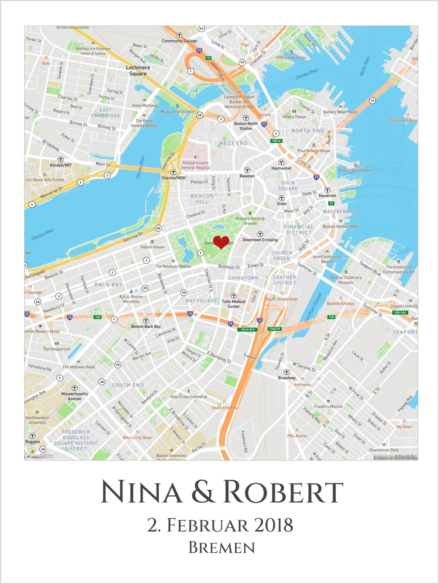 Hochzeitsgeschenk Brautpaar "Wo alles begann Koordinaten Bild | Umzug Hochzeitstag Jahrestag Valentinstag Jubiläum