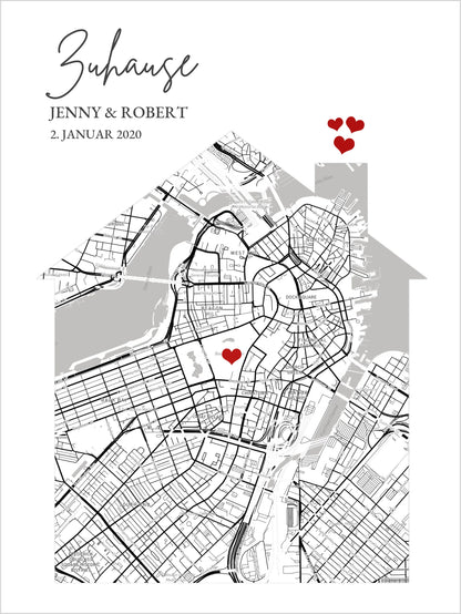 Geschenk zur Hauseinweihung personalisiert - Zuhause Poster -  Einzugsgeschenk - Koordinaten Bild Richtfest