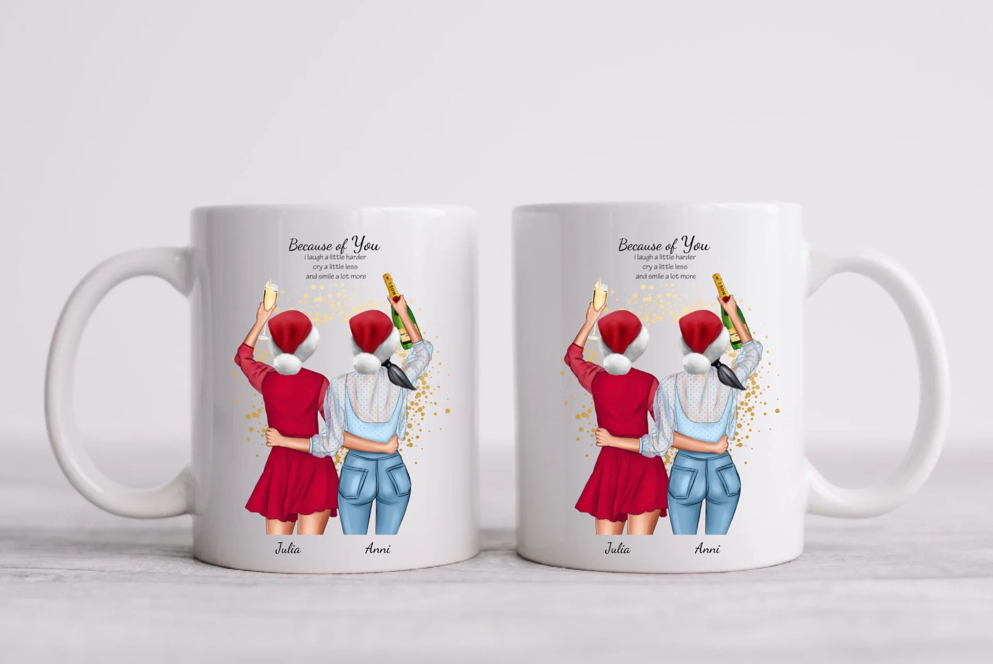 Weihnachtsgeschenk Freundin, Kaffeebecher für 2 beste Freundinnen, personalisierte Tasse Geschenk