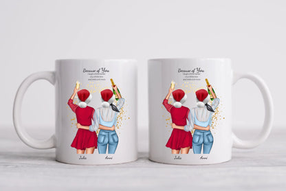 Weihnachtsgeschenk Freundin, Kaffeebecher für 2 beste Freundinnen, personalisierte Tasse Geschenk