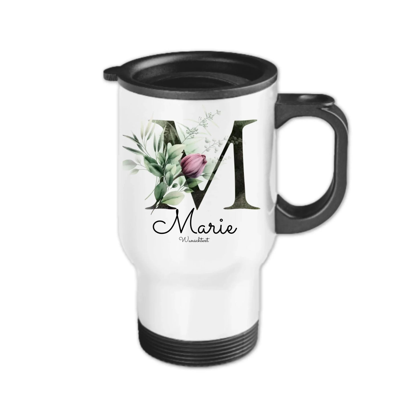 Personalisierter Becher aus Edelstahl mit Monogramm, Name und Text
