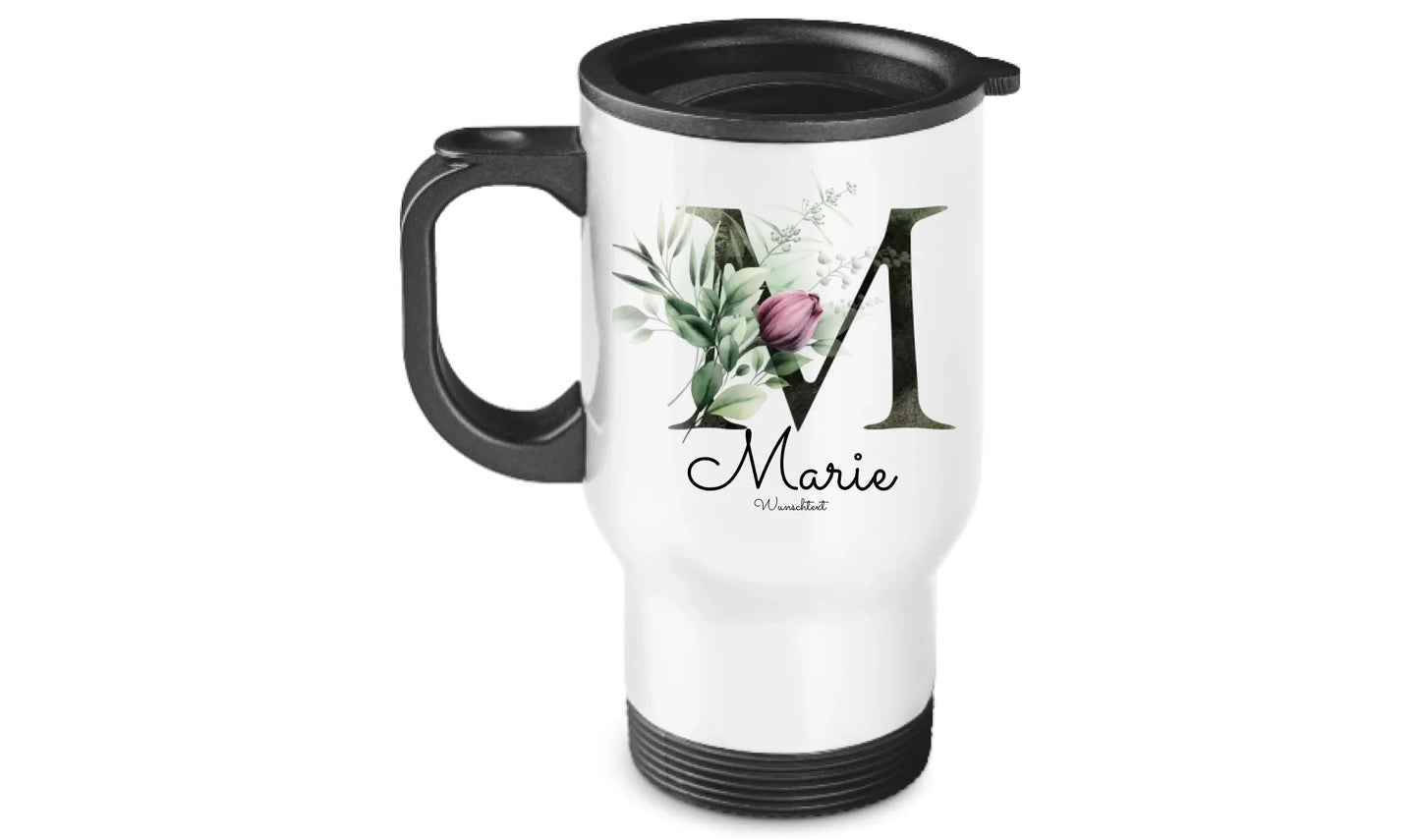 Personalisierter Becher aus Edelstahl mit Monogramm, Name und Text