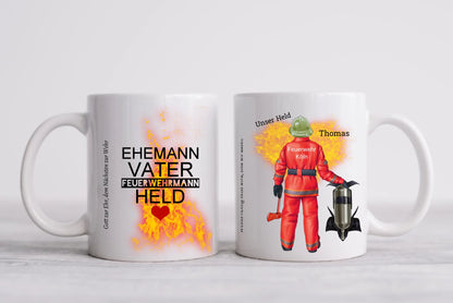 Personalisierte Tasse Feuerwehrtasse Geschenk Geburtstag Feuerwehrmann mit Spruch