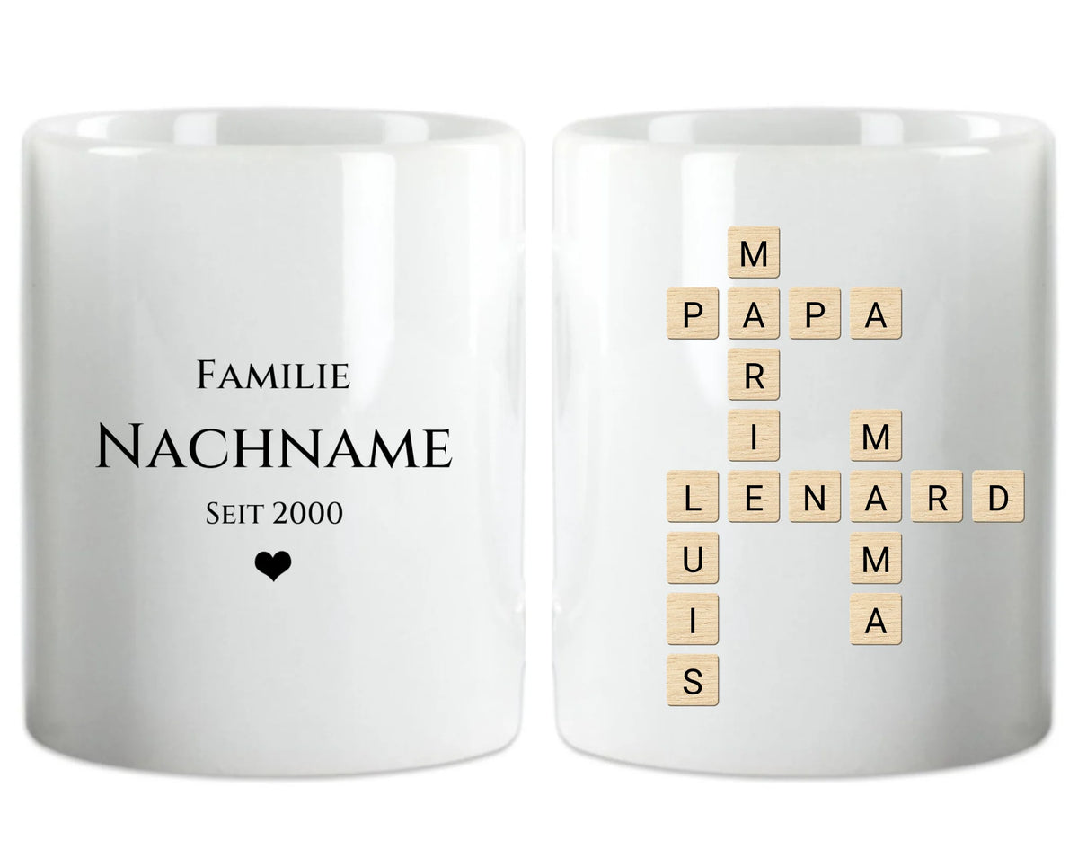 Scrabble Tasse personalisiert | Namen im Kreuzworträtsel Design | Geschenkidee – BesteFreundeGeschenke