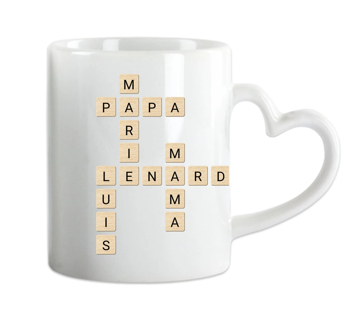 Weihnachtsgeschenk Scrabble Tasse personalisiert – Geschenkidee im Kreuzworträtsel-Design mit Namen