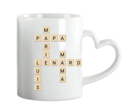 Weihnachtsgeschenk Scrabble Tasse personalisiert – Geschenkidee im Kreuzworträtsel-Design mit Namen