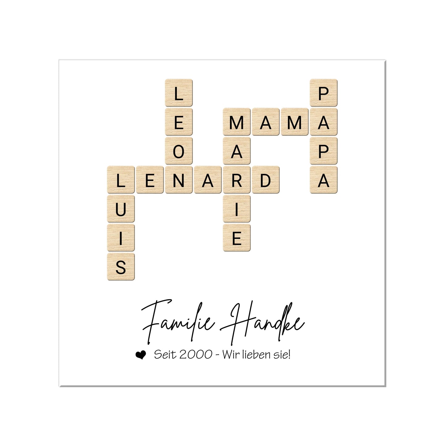 Weihnachtsgeschenk Familie - Personalisiertes Scrabble Bild Geschenk, Familienbild mit Familiennamen, Geburtstagsgeschenk Leinwanddruck Leinwandbild