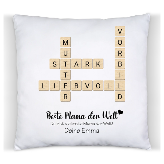 Personalisiertes Geschenk für Mama - Kissen im Scrabble Design Premium Kissen (Plüschoberfläche) Premium Kissen