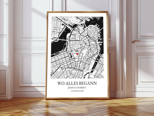 "Wo alles begann" / "Zuhause Koordinaten Poster" Stadtkarte Poster erstellen | Hochzeitsgeschenk Geschenkidee
