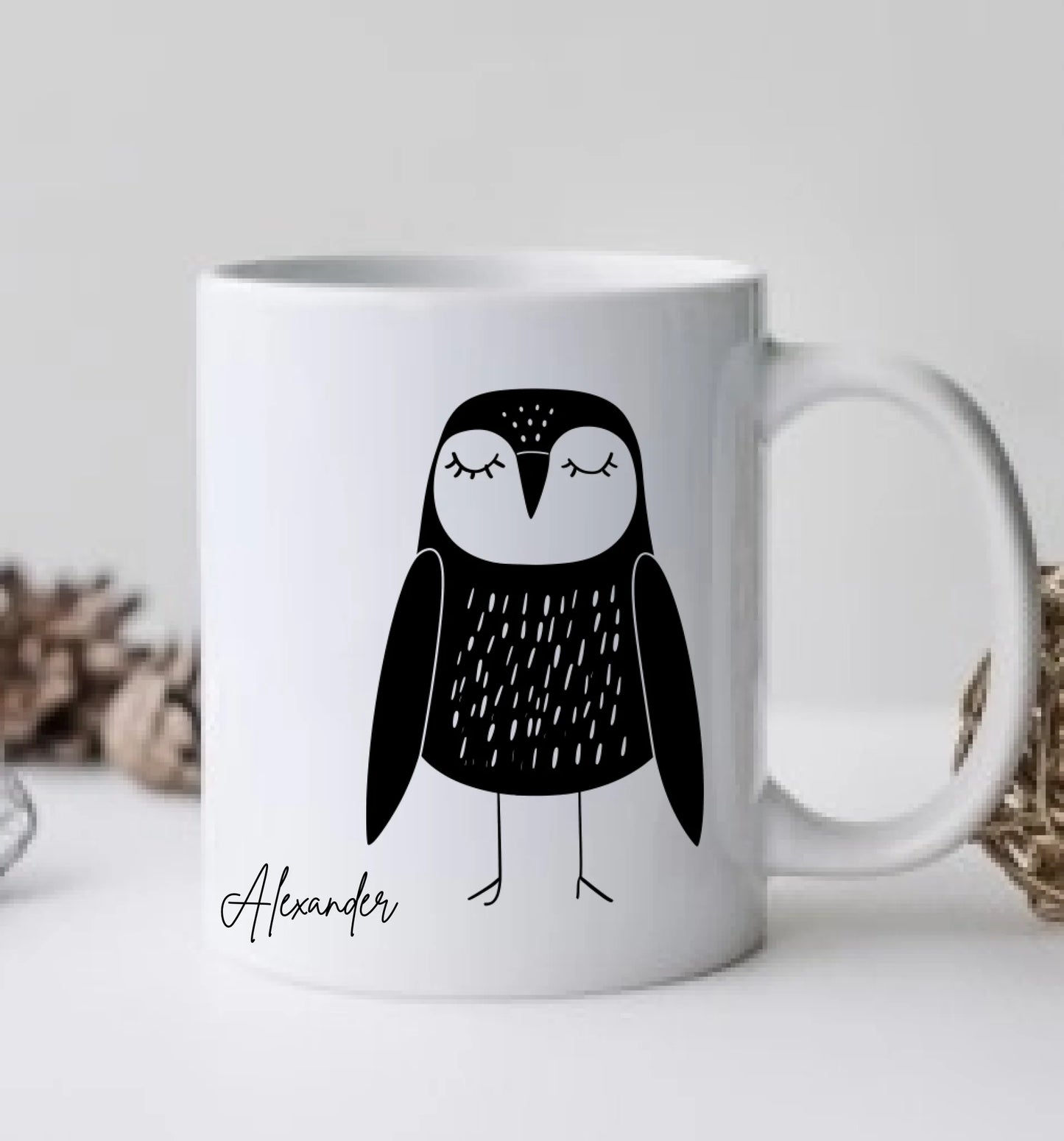 Personalisierte Eulentasse mit Name - in der Ruhe liegt die Kraft