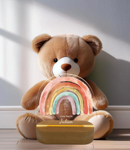 Personalisiertes Baby & Kinder LED Nachtlicht Regenbogen Gute Nacht mit Namen Geburtsgeschenk & Taufgeschenk