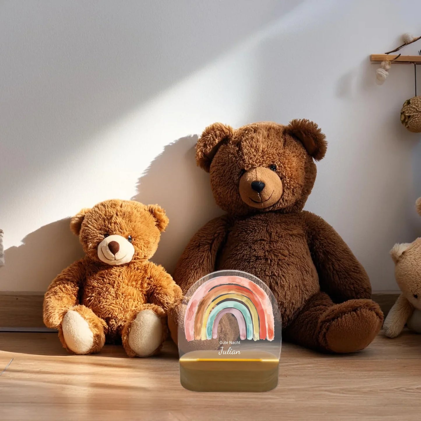 Personalisiertes Baby & Kinder LED Nachtlicht Regenbogen Gute Nacht mit Namen Geburtsgeschenk & Taufgeschenk
