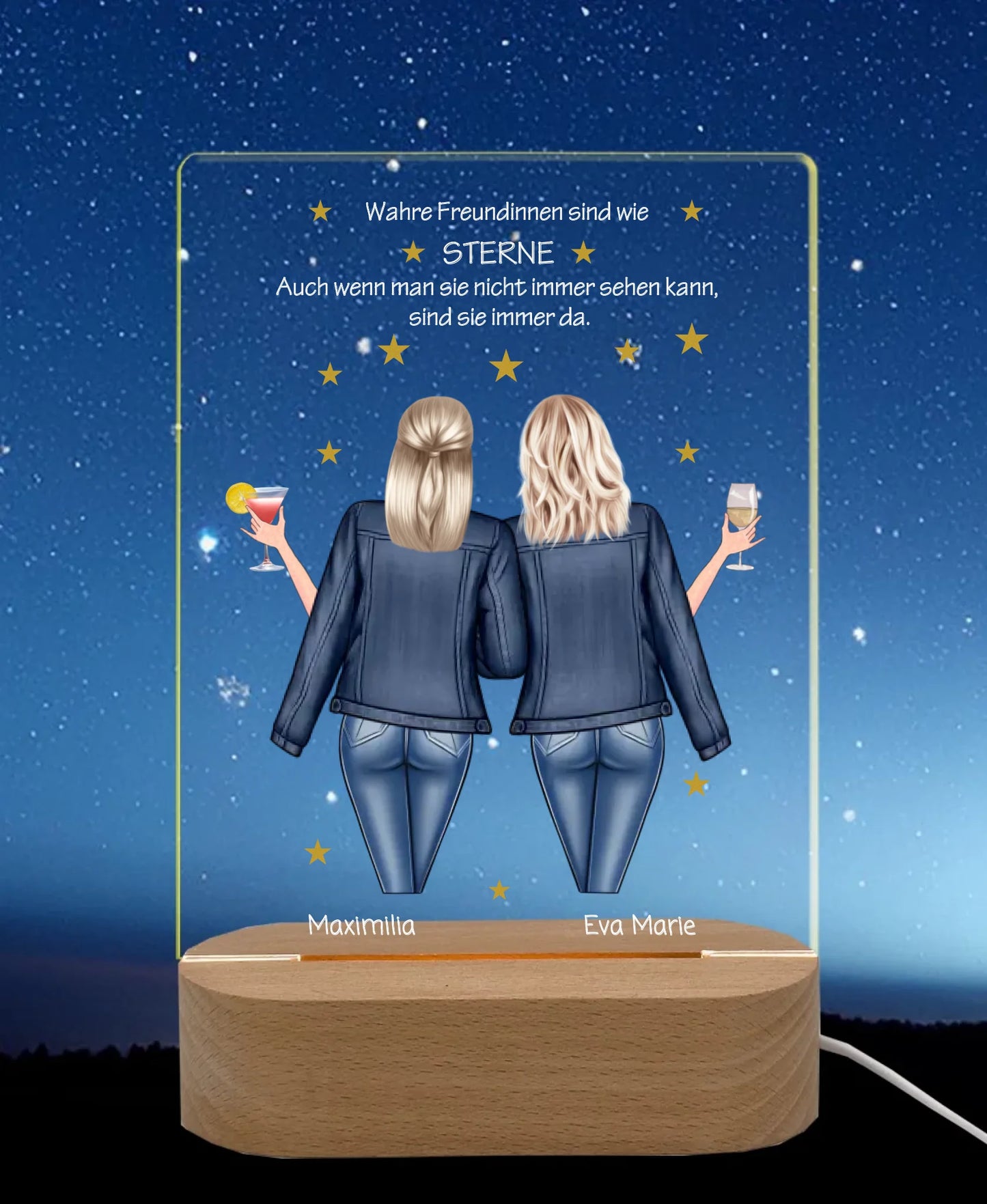 Personalisiertes Acryl Nachtlicht Geschenk ''Beste Freundin" | Geschenkidee Freunde & Familie LED-Nachtlicht für Erwachsene & Kinder rechteckig Transparent