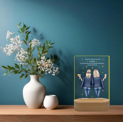 Personalisiertes Acryl Nachtlicht Geschenk ''Beste Freundin" | Geschenkidee Freunde & Familie