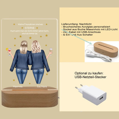 Personalisiertes Acryl Nachtlicht Geschenk ''Beste Freundin" | Geschenkidee Freunde & Familie