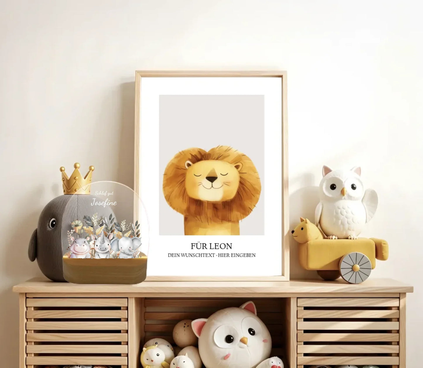 Personalisiertes Baby & Kinder Nachtlicht 1-3 Lieblingstiere Safari mit Namen Geburtsgeschenk & Taufgeschenk