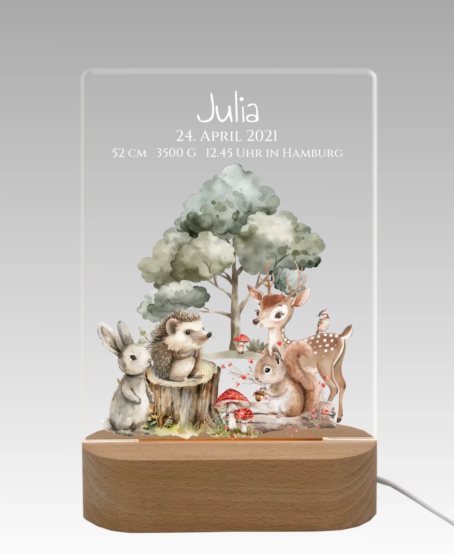 Personalisiertes LED Nachtlicht für Babys zur Gebut & Taufe - Kinderzimmer Deko 2