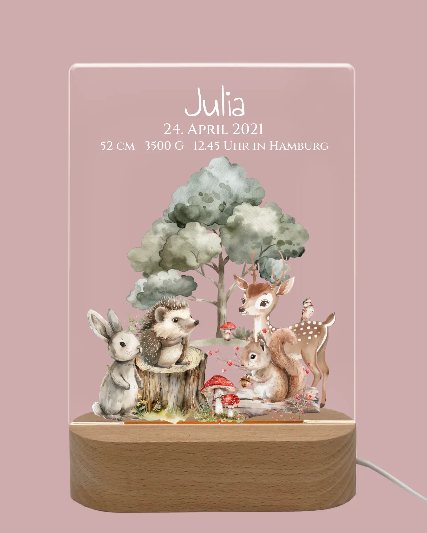 Personalisiertes LED Nachtlicht für Babys zur Gebut & Taufe - Kinderzimmer Deko 2