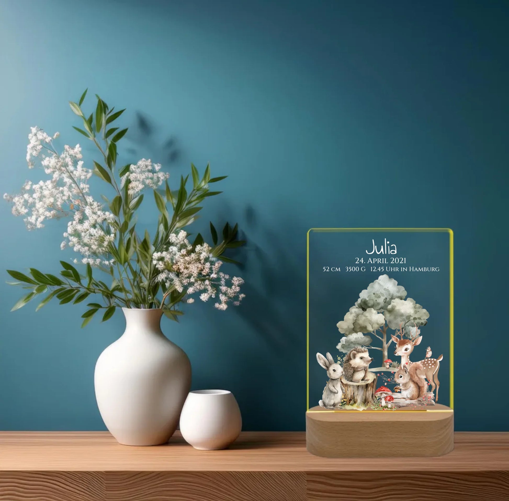 Personalisiertes LED Nachtlicht für Babys zur Gebut & Taufe - Kinderzimmer Deko 2