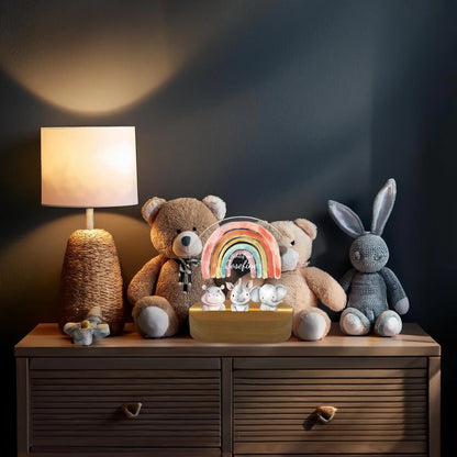Personalisiertes Baby & Kinder LED Nachtlicht 1-3 Tiere Safari mit Namen Geburtsgeschenk & Taufgeschenk