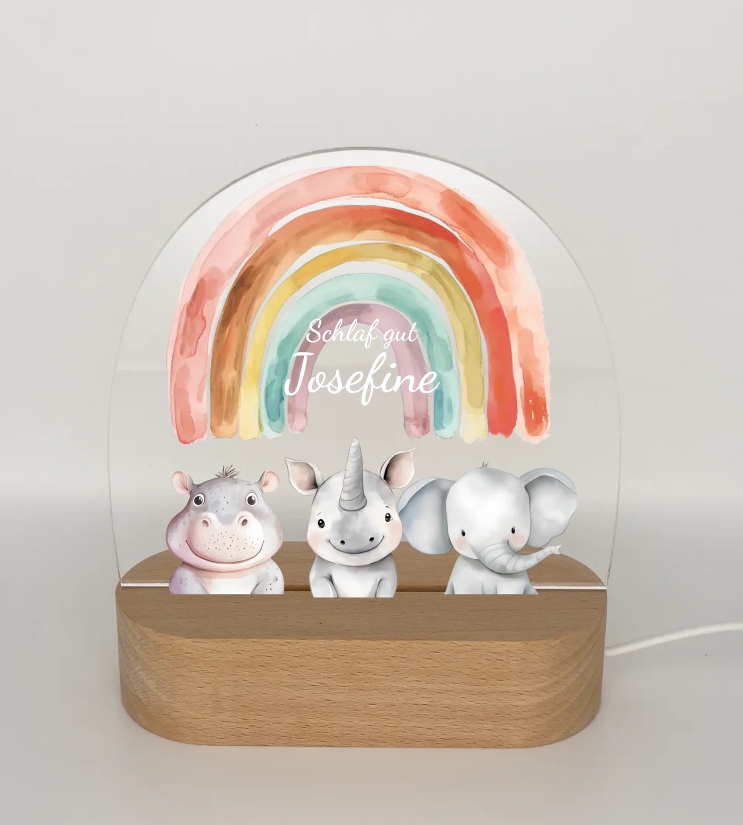 Personalisiertes Baby & Kinder LED Nachtlicht 1-3 Tiere Safari mit Namen Geburtsgeschenk & Taufgeschenk