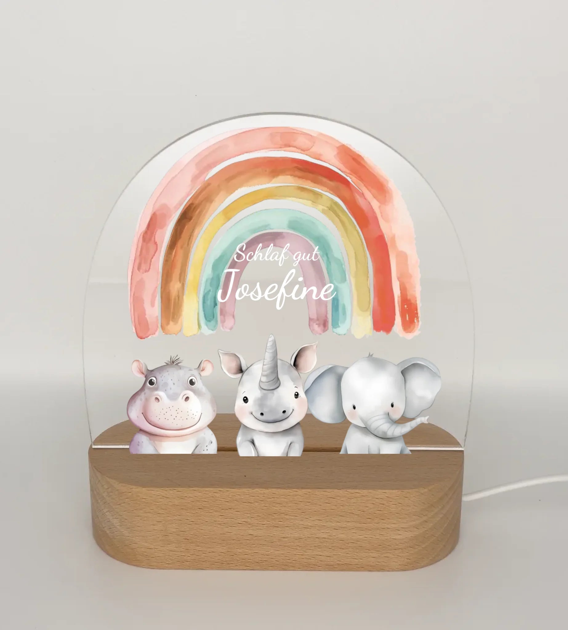 Personalisiertes Baby & Kinder LED Nachtlicht 1-3 Tiere Safari mit Namen Geburtsgeschenk & Taufgeschenk