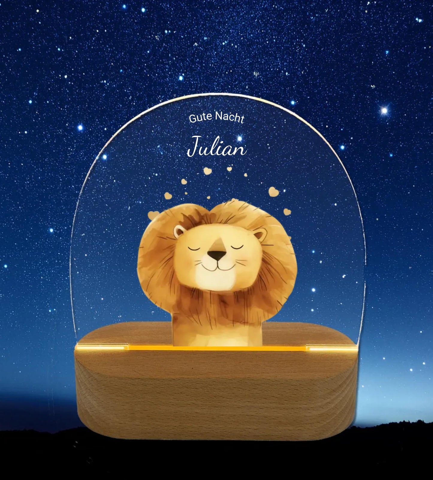 Personalisiertes Baby & Kinder LED Nachtlicht Safari Tiere / Bauernhof / Einhörner - Kinderzimmer Deko LED-Nachtlicht für Babys & Kinder Transparent