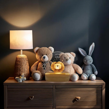 Personalisiertes Baby & Kinder LED Nachtlicht Safari Tiere / Bauernhof / Einhörner - Kinderzimmer Deko