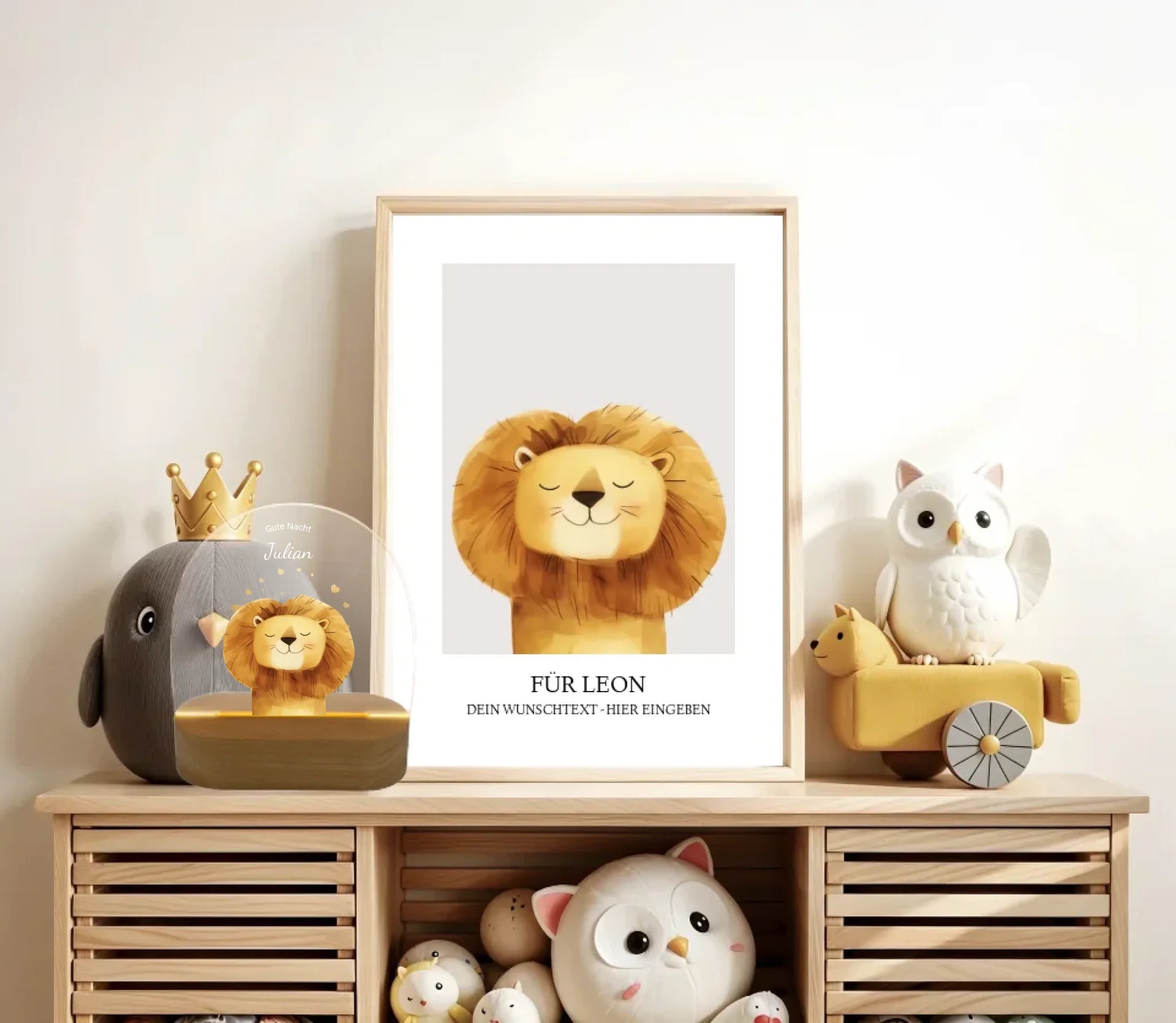 Personalisiertes Baby & Kinder LED Nachtlicht Safari Tiere / Bauernhof / Einhörner - Kinderzimmer Deko