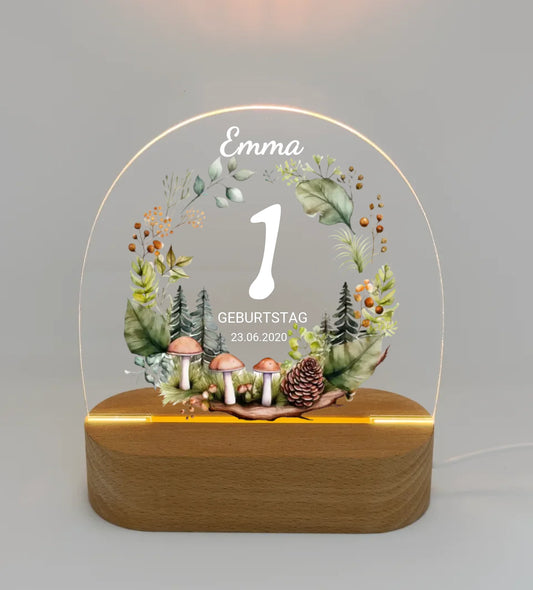 Geburtstagsgeschenk 1. Geburtstag mit Name - Personalisiertes LED Nachtlicht für Babys & Kinder