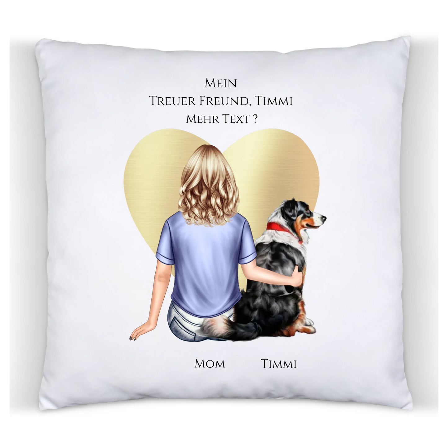 Personalisiertes Hundebesitzerin Geschenk für Freundin, Mädchen mit Hund - Deko Kissen Geburtstagsgeschenk, Weihnachtsgeschenk Satinkissen Satinkissen 40x40cm