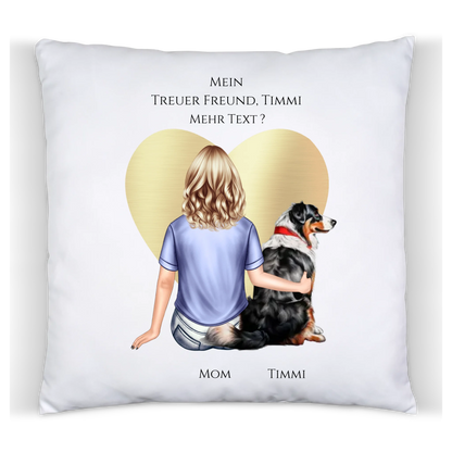 Personalisiertes Hundebesitzerin Geschenk für Freundin, Mädchen mit Hund - Deko Kissen Geburtstagsgeschenk, Weihnachtsgeschenk Kissen Baumwolle Baumwollkissen