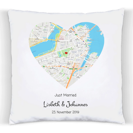 Personalisiertes Kissen im MAP-Style als Hochzeitsgeschenk, Geschenk Partner, Geschenk Partnerin, Geschenk Valentin, Hochzeitstag, Geburtstagsgeschenk