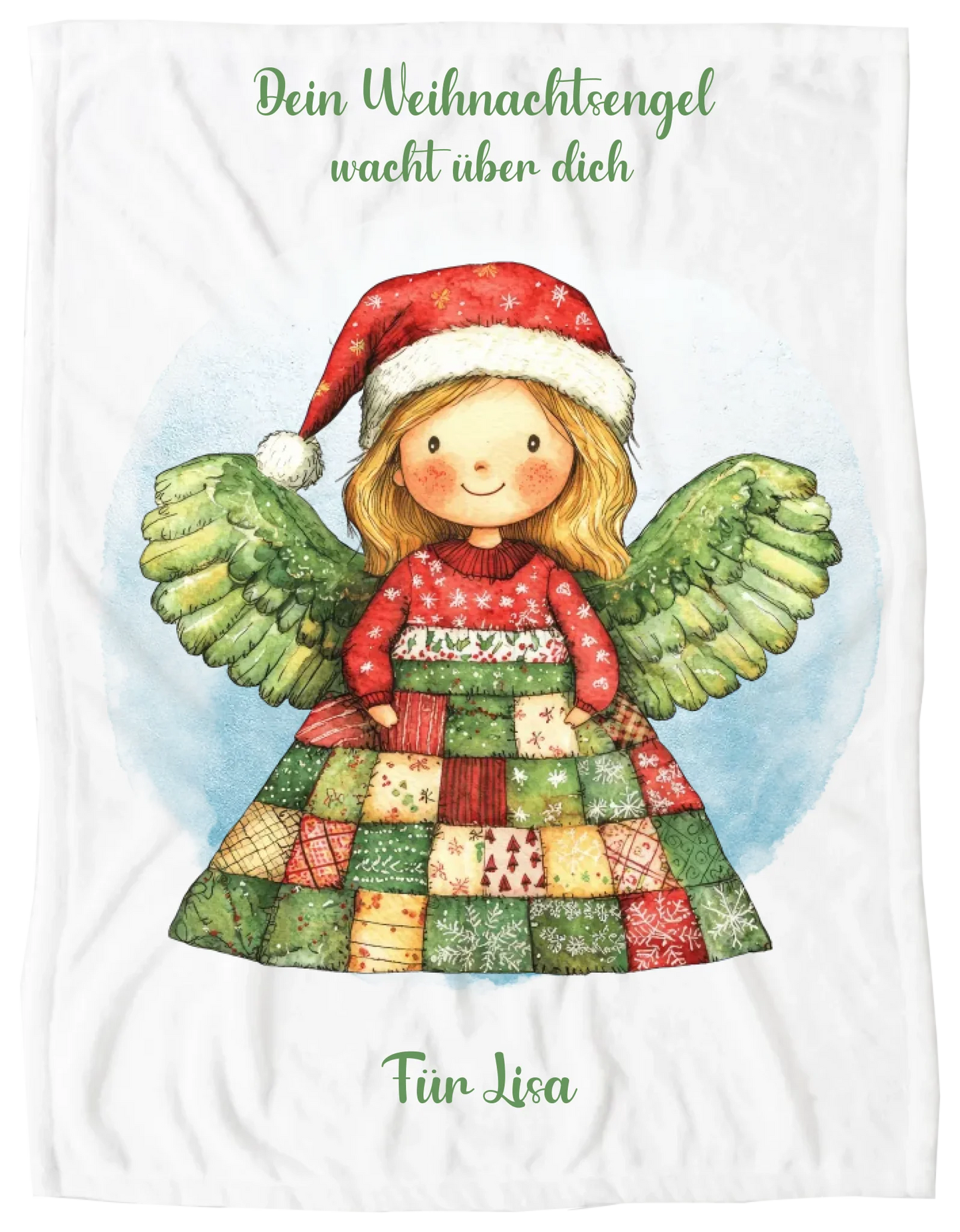 Personalisierte Kinderdecke Weihnachtsengel / Weihnachtsgeschenk Schutzengel Mädchen Blanket Premium Kuscheldecke