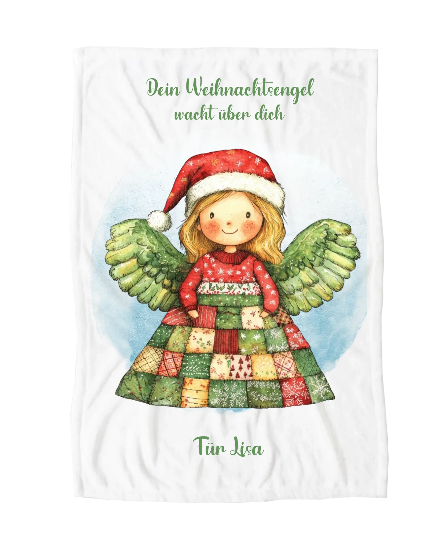 Personalisierte Kinderdecke Weihnachtsengel / Weihnachtsgeschenk Schutzengel Mädchen Blanket Premium Kuscheldecke 100 x 70 cm 27" x 40"