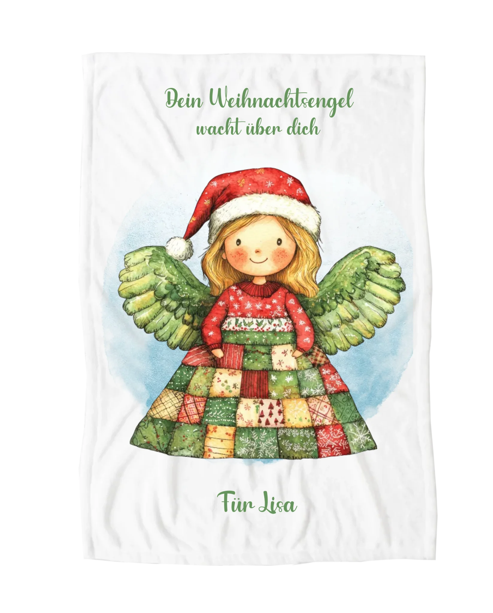 Personalisierte Kinderdecke Weihnachtsengel / Weihnachtsgeschenk Schutzengel Mädchen Blanket Premium Kuscheldecke 100 x 70 cm 27" x 40"